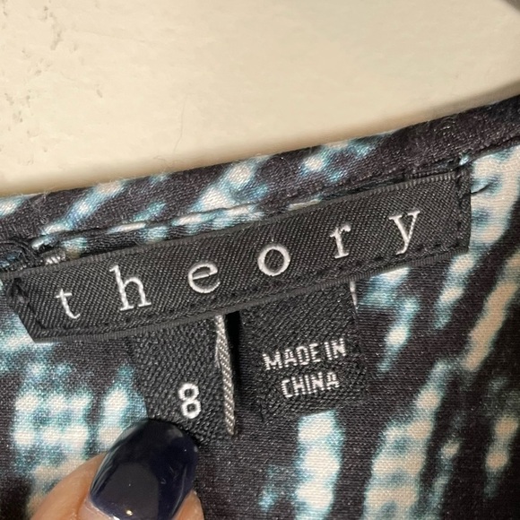 Theory Rikina Flame Silk Chiffon Sleeveless Drape Shift Dress Womens Sz 8 - Picture 7 of 14